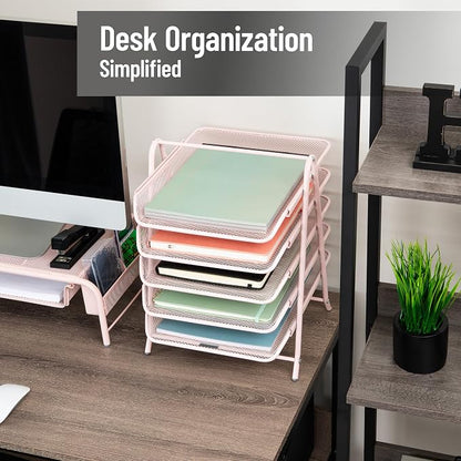 Mind Reader 5-Tier Paper Tray Organizer, Vertical Desktop File Storage Rack - Image 2