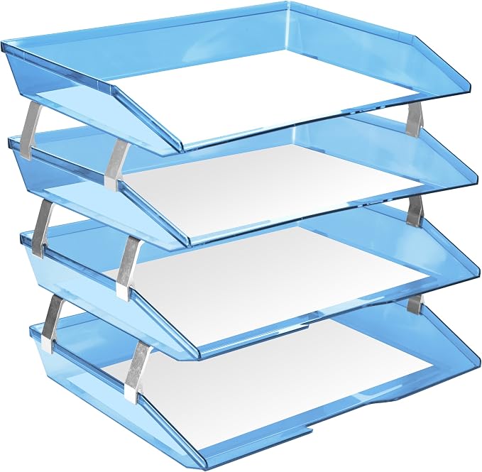 Acrimet Facility 4 Tier Letter Tray Side Load Plastic Desktop File Organizer - Image 2