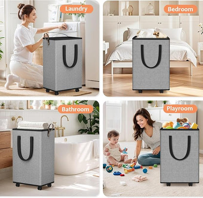 SpaceTrove Laundry Basket with Wheels, Collapsible Laundry Baskets, Laundry - Image 7