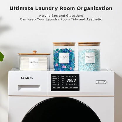 Glass Laundry Pods Container & Acrylic Dryer Sheet Holder - Image 4
