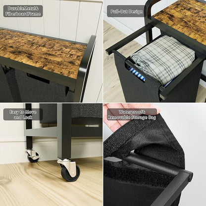 Laundry Sorter with Shelf, Pull-Out and Removable Bags, Laundry Hamper - Image 5