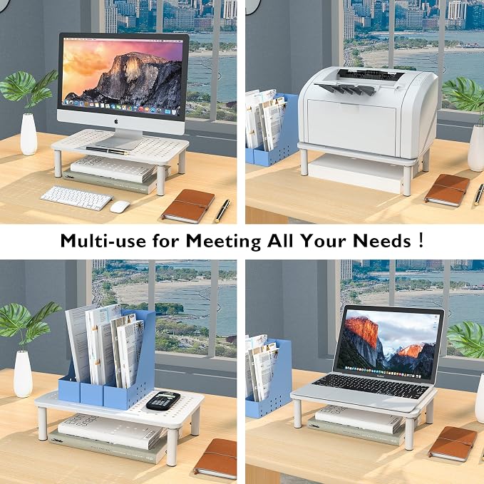 BONTEC 2 Pack 3 Height Adjustable Monitor Stand Riser - Image 2