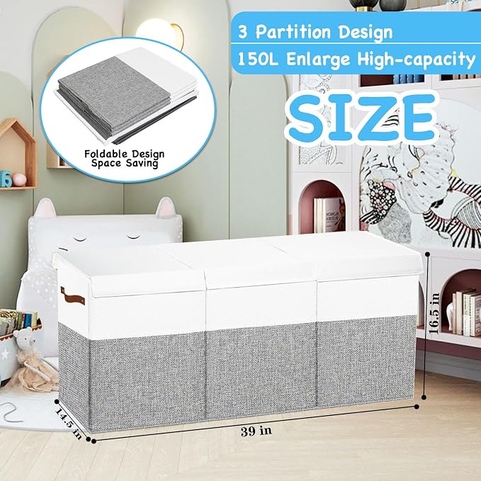 Large Toy Box Chest, Toy Storage Organizer, Storage Bins - Image 5