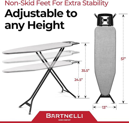 Bartnelli Extreme Stability Ironing Board 43x13 Upgraded Heavy-Duty Metal Frame - Image 7