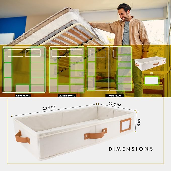 HOMELUX THEORY 2pc Under Bed Storage Containers, Bedroom Under the Bed Drawer - Image 2