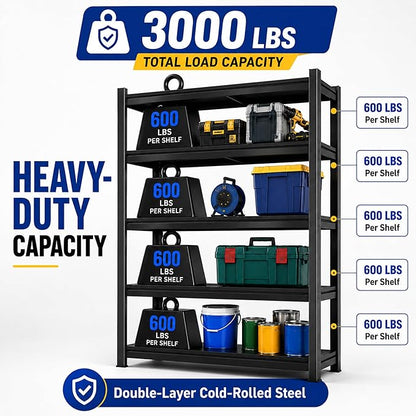 SAWJEC 78" H x 48" W x 18" D Tall Garage Storage Shelves Heavy Duty Unit | 5 - Image 4