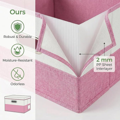 PRANDOM Storage Bins with Lids Linen Fabric Foldable Storage Boxes Organizer - Image 4