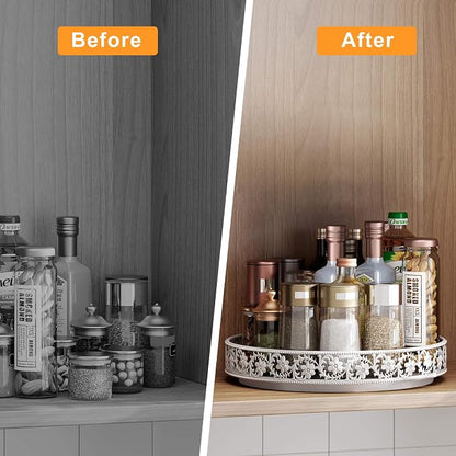 Lazy Susan Turntable Organizer, 13 inch, Large Rotating Spice Rack, - Image 4