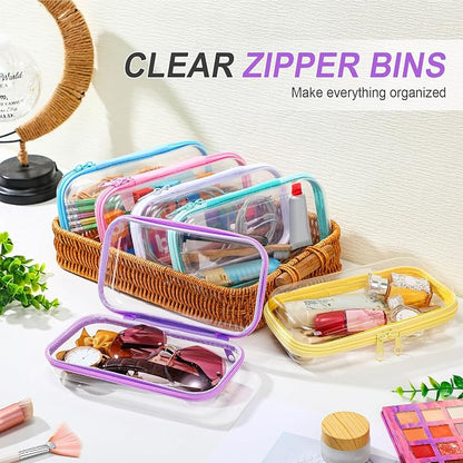 Sanwuta 6 Pcs Clear Hard Zipper Case Hard Plastic Zipper Pouches Transparent - Image 5