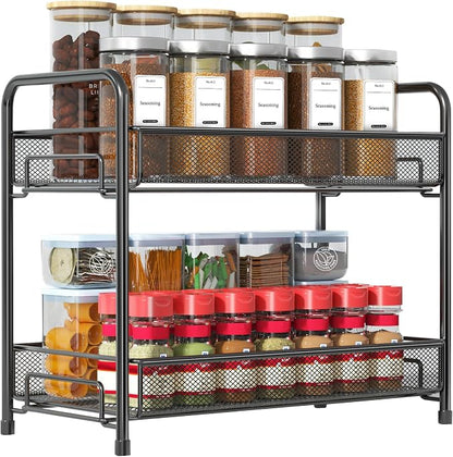 Spice Rack Organizer for Countertop, Xpatee 2-Tier Foldable Metal Rust-Proof by Xpatee