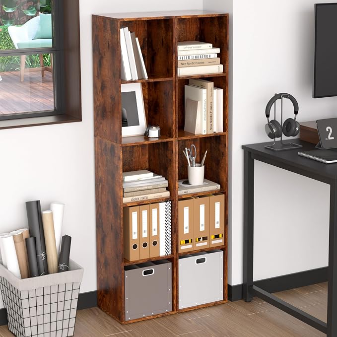Cube Storage Organizer, 5 Cube Retro Bookshelf, Freestanding 5 Tier Open Shelf - Image 2