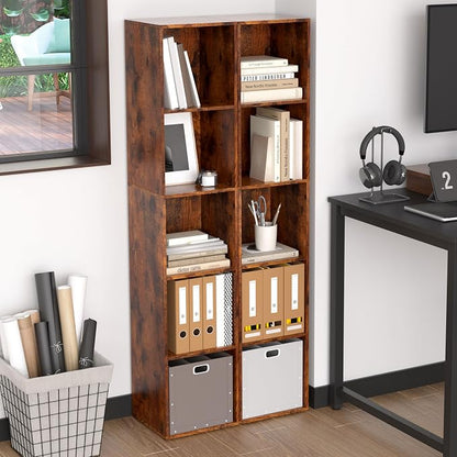 Cube Storage Organizer, 5 Cube Retro Bookshelf, Freestanding 5 Tier Open Shelf - Image 2