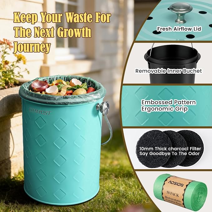 AOSION Countertop Compost Bin Kitchen, Odorless Indoor Compost Bin - Image 6