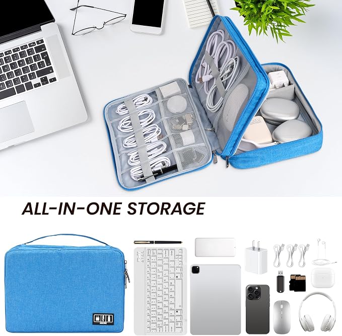 Large Electronic Organizer Travel Case, Double Layer Tech Pouch - Image 6