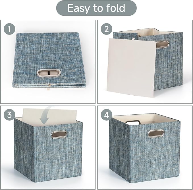 Posprica Storage Basket Bins, 11×11×11 Foldable Storage Cube Boxes Fabric Drawer - Image 5