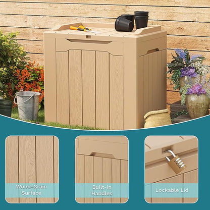 Patiolife 30 Gallon Resin Deck Box, Small Outdoor Storage - Image 5