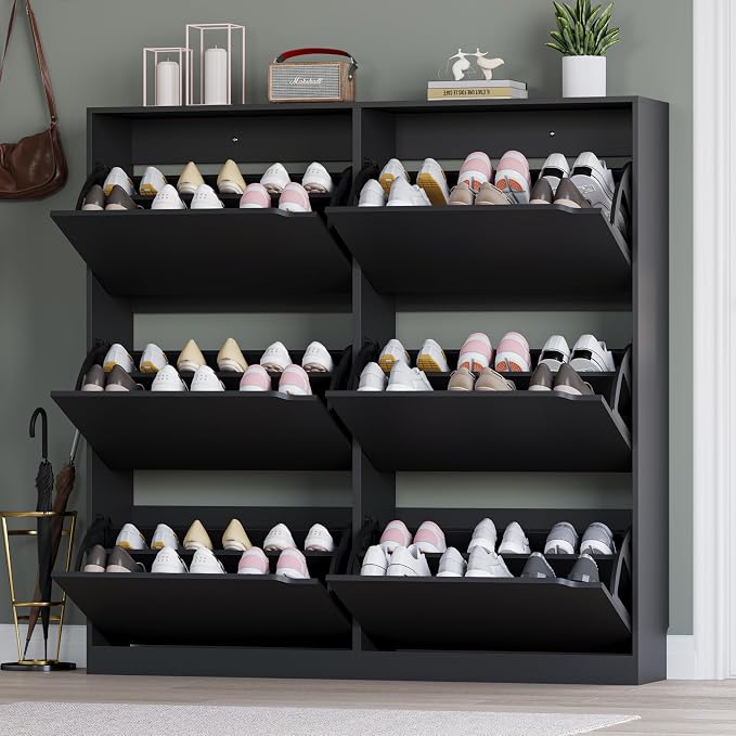 BORNOON Shoe Cabinet with 6 Flip Drawers, Slim Narrow Shoe Storage Cabinet - Image 7