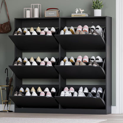 BORNOON Shoe Cabinet with 6 Flip Drawers, Slim Narrow Shoe Storage Cabinet - Image 7