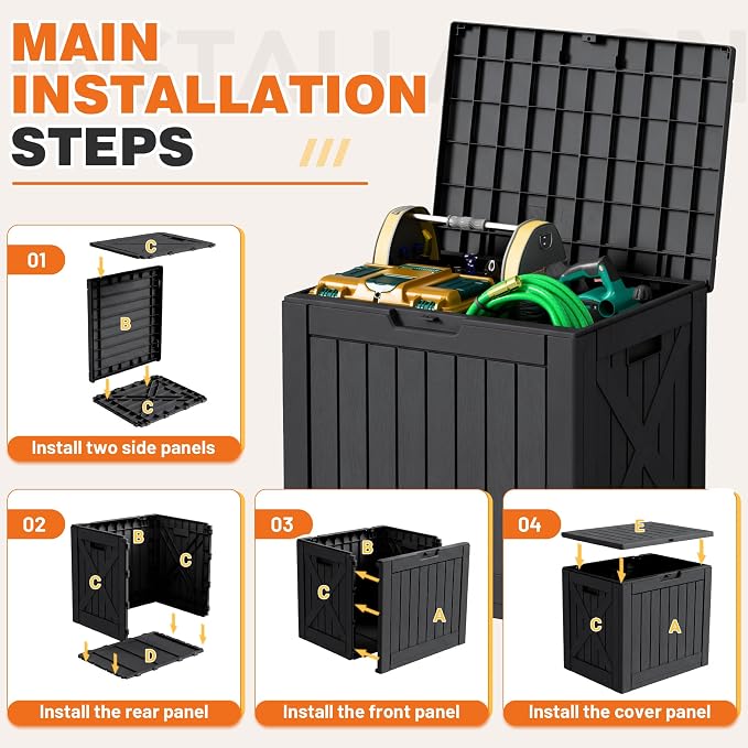 42 Gallon Outdoor Storage Box, Lockable Resin Deck Box - Image 7