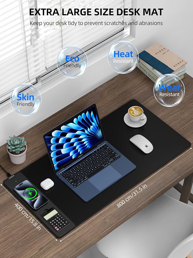 TopMade Mouse Pad with 15W Wireless Charging & Removable 8-Digit Solar - Image 3