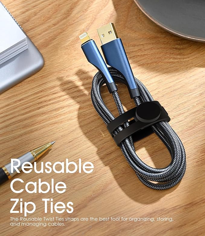 40Pcs Nearockle Reusable Cable Ties, Adjustable Silicone Cord Organizer Small - Image 6