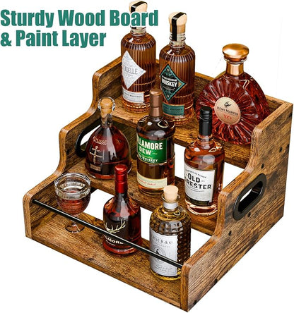 KLM Liquor Bottle Display Shelf, Coffee Syrup Rack Organizer, 3 Step Countertop - Image 7