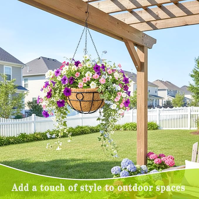 4 Pack 16" Round Metal Hanging Basket - Image 6
