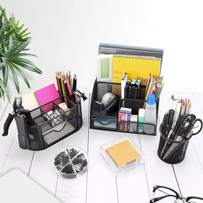 17 in 1 Black Desk Organizers and Accessories Set, 3 Office Desk Supplies - Image 6