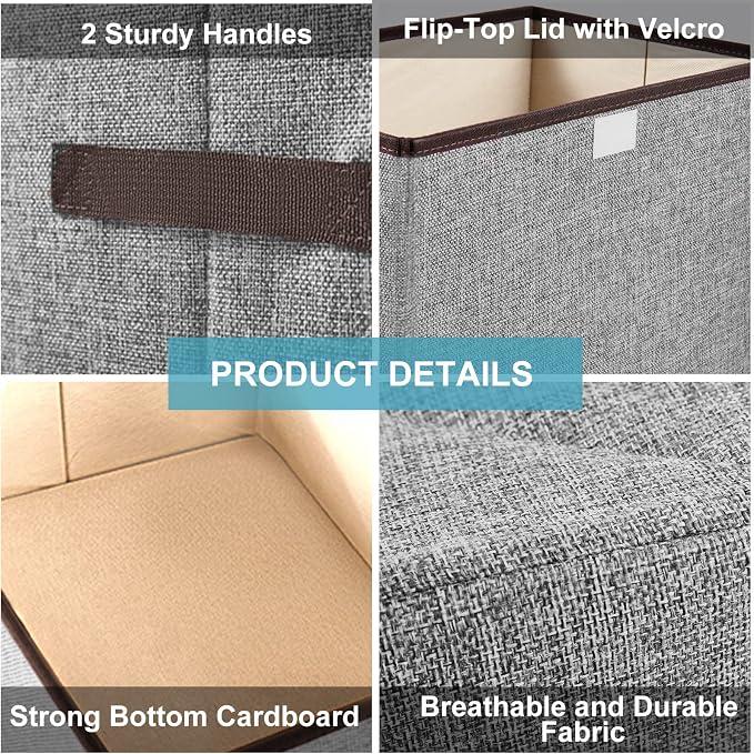 Linen Fabric Foldable Storage Cube Bin Organizer Basket - Image 3
