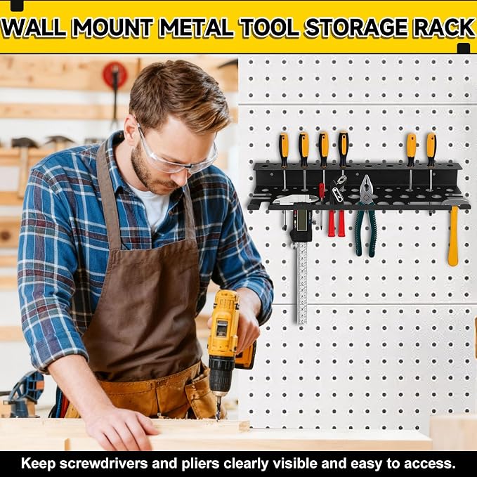 Metal Screwdriver Organizer, 15.75inch Utility Wall Mount Tool Organizer - Image 6