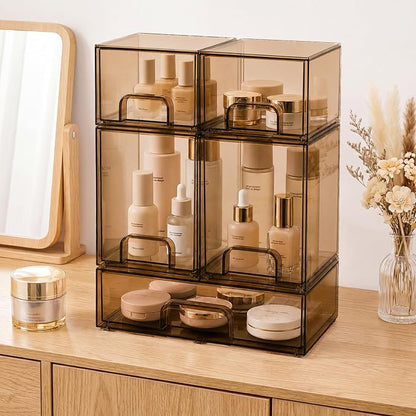 Baby Bottle Organizer, 5 Pack Tea Brown Acrylic Stackable Storage Drawers - Image 2