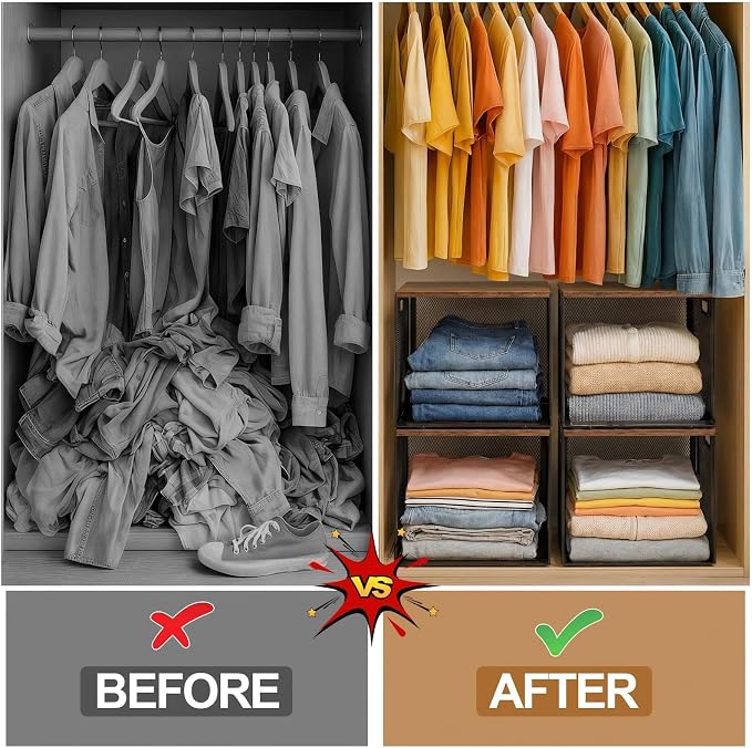 AceOrbit 3 Pcs Widened Stackable Closet Organizers and Storage - Image 4