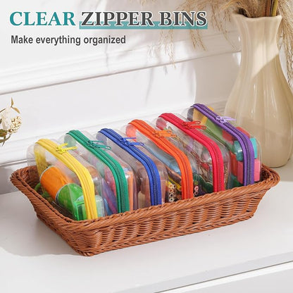 Sanwuta 6 Pcs Clear Hard Zipper Case Hard Plastic Zipper Pouches Transparent - Image 5