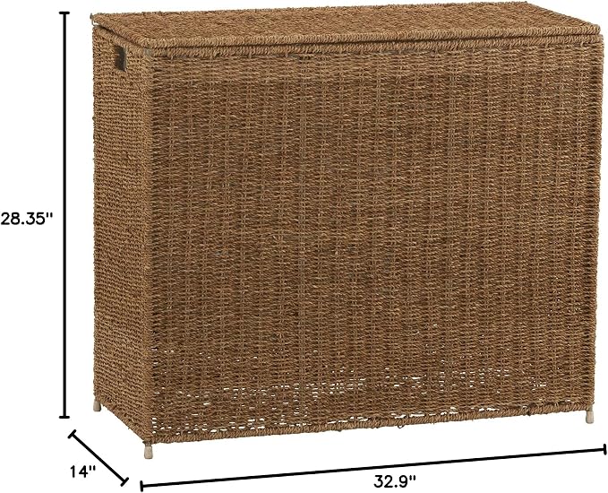 Household Essentials Brown ML-5445 Wicker 3 Compartment Laundry Sorter - Image 9