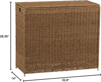 Household Essentials Brown ML-5445 Wicker 3 Compartment Laundry Sorter - Image 9