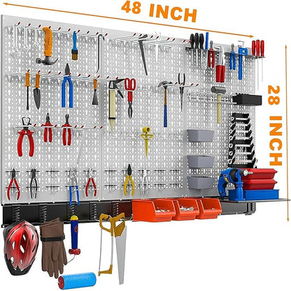 TORACK 109 PCS Pegboard Wall Organizer 4 ft. Garage Metal Pegboard Utility Tool - Image 2