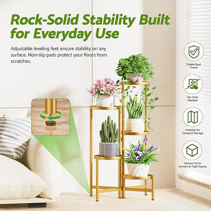 Gold Stand Plants, 5 Tiered Plant Stand Indoor - Image 3