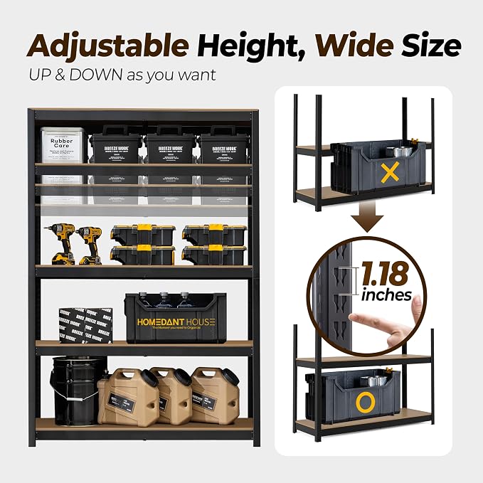 HOMEDANT House 48" Wide Boltless Heavy Duty Garage Storage Shelving Adjustable - Image 8