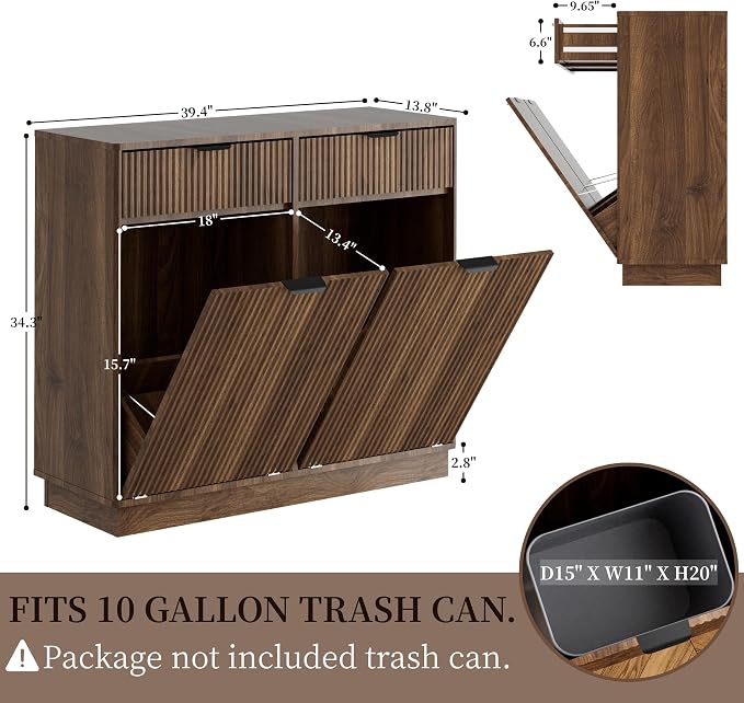 Double Tilt-Out Trash Cabinet, Laundry Hamper Cabinet - Image 3