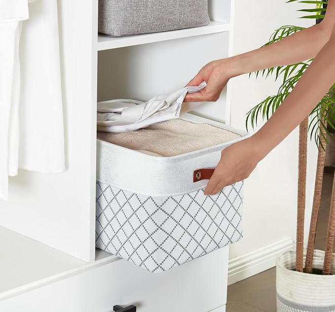 DECOMOMO White Storage Bins Fabric Storage Baskets - Image 6