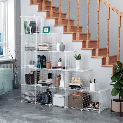 C&AHOME Wire Cube Storage, 16-Cube Organizer Metal Grids Storage, Storage Bins - Image 4