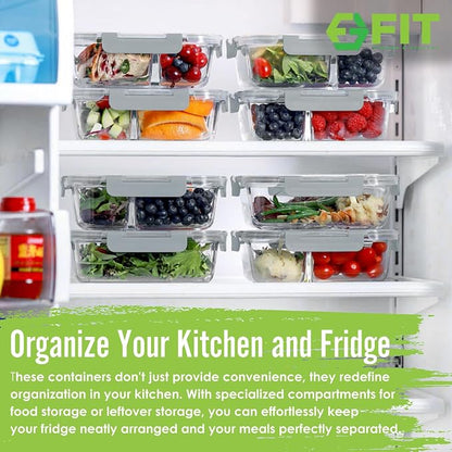 FIT Strong & Healthy Meal Prep Containers Glass, 1 & 2 & 3 Compartments – - Image 3