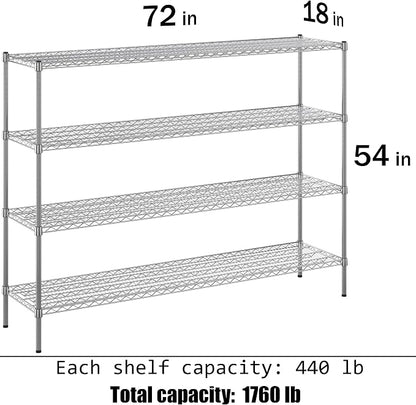 18" Deep x 72" Wide x 54" Height Wire Shelving Kit | 4-Tier | NSF Commercial - Image 3