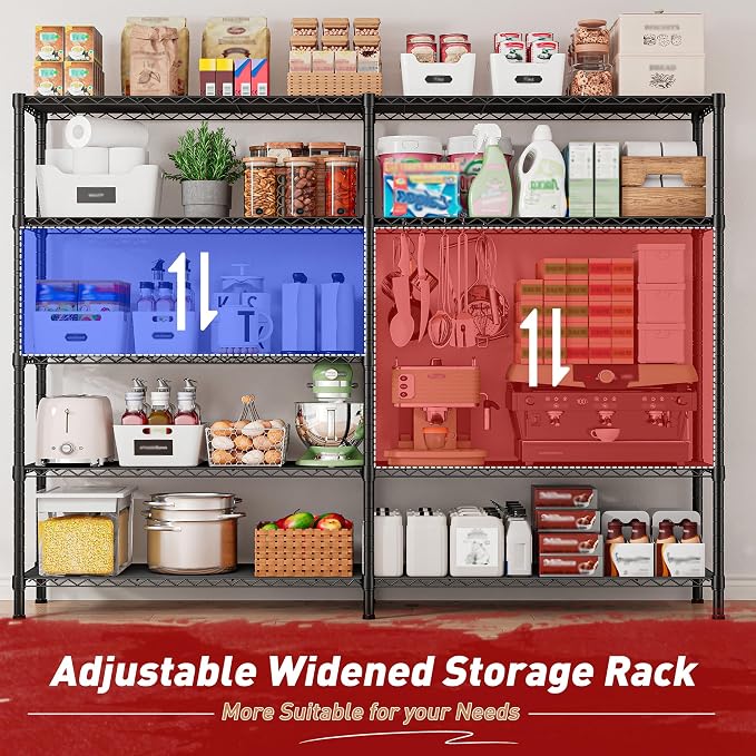 REIBII1450LBS Metal Shelving Unit Storage Shelves 5 Tier Wire Shelving 58.1''W - Image 7