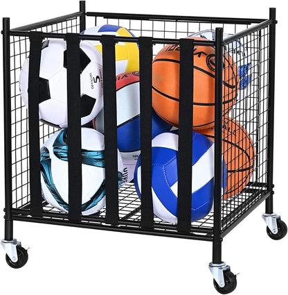 VEVOR Rolling Sports Ball Storage Cart, Lockable Basketball Cage by VEVOR