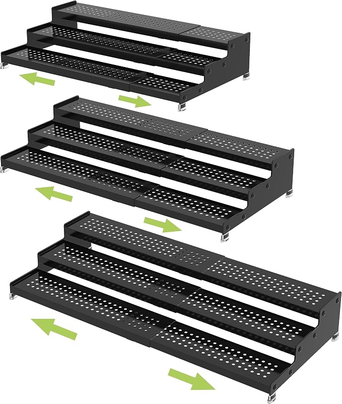 Metal Spice Rack Organizer for Cabinet, 3 Tier Expandable Spice Storage Shelf by JOJOCROSSHIGHQUALITYLIFE