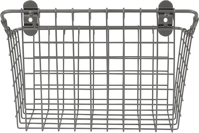 Spectrum Large Wall Mounted Wire Basket Industrial Gray Kitchen Wall Mount - Image 4