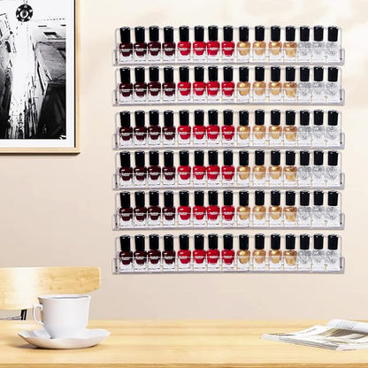 6Pcs/Set Acrylic Nail Polish Rack Wall Mounted, Lipstick Essential Oil Bottle - Image 8