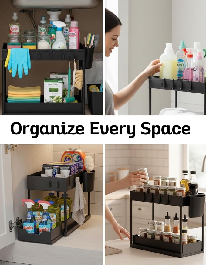Under Sink Organizer – 2-Tier Sliding Storage Rack - Image 6