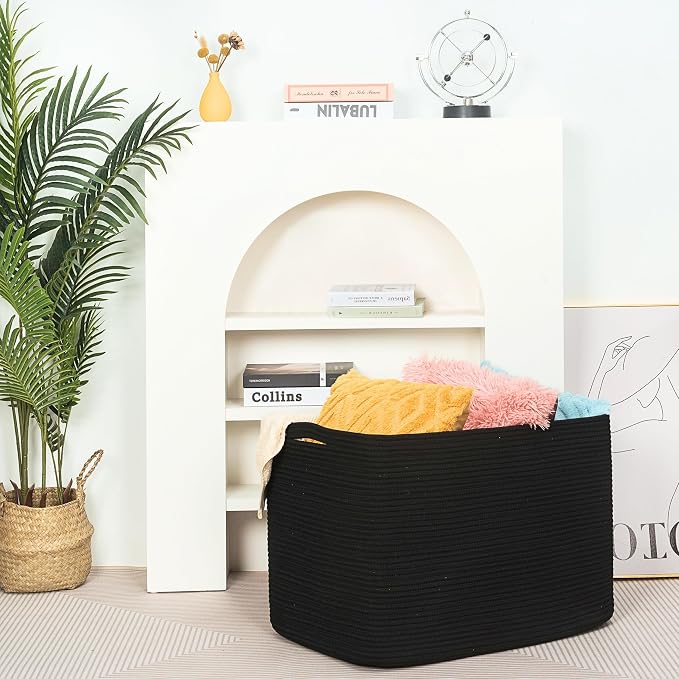 MINTWOOD Design 112L Extra Large Blanket Basket Holder Living Room, Pool Towels - Image 6